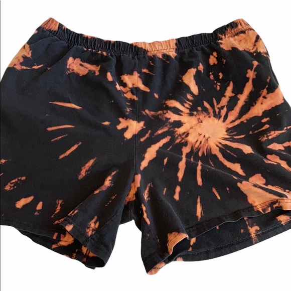 Hand Crafted Pants - Reverse bleach tie dye gym shorts cotton shorts basic editions
